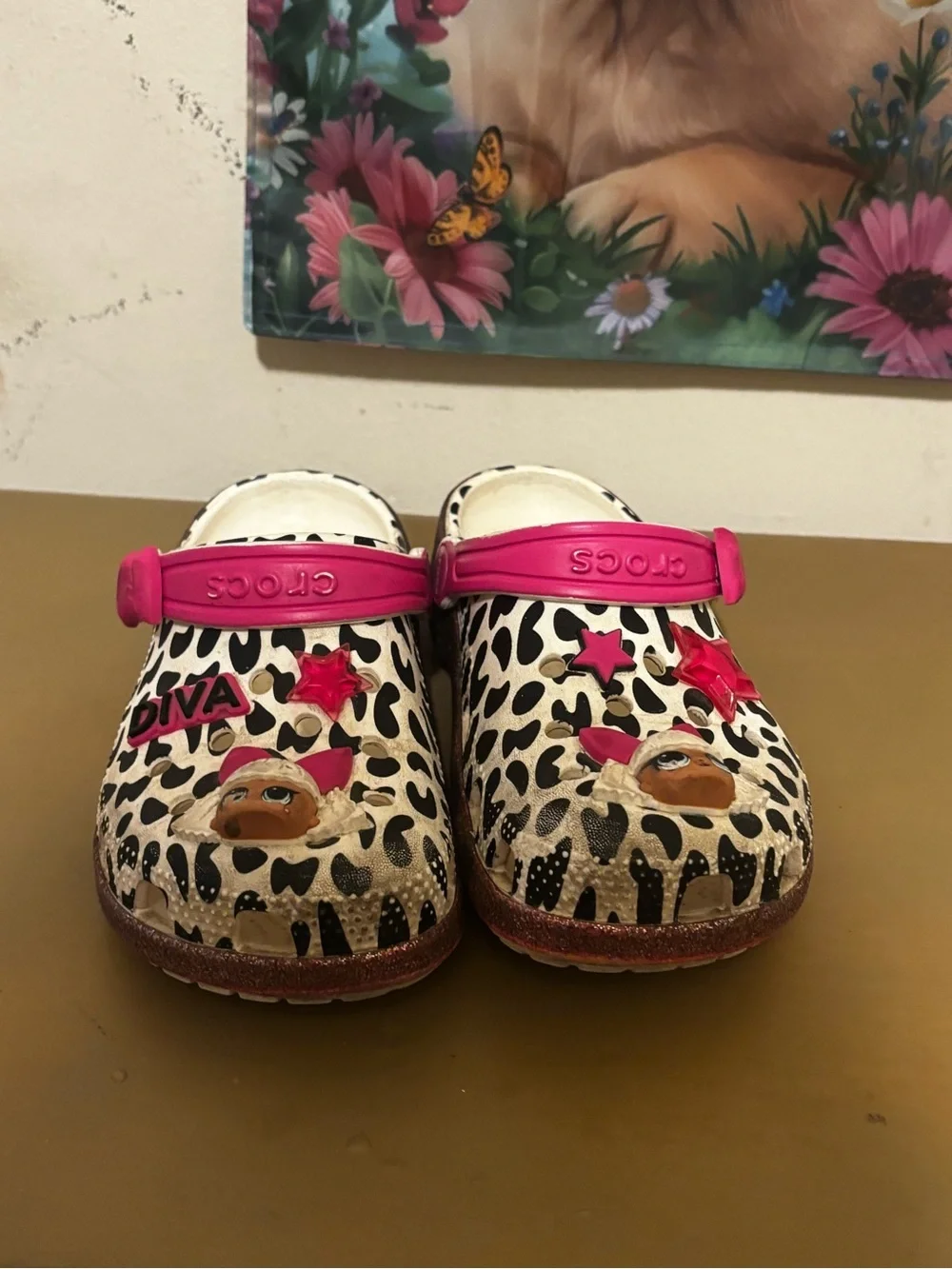 Crocs Kids' Pink Leopard 'Diva' Clog C13